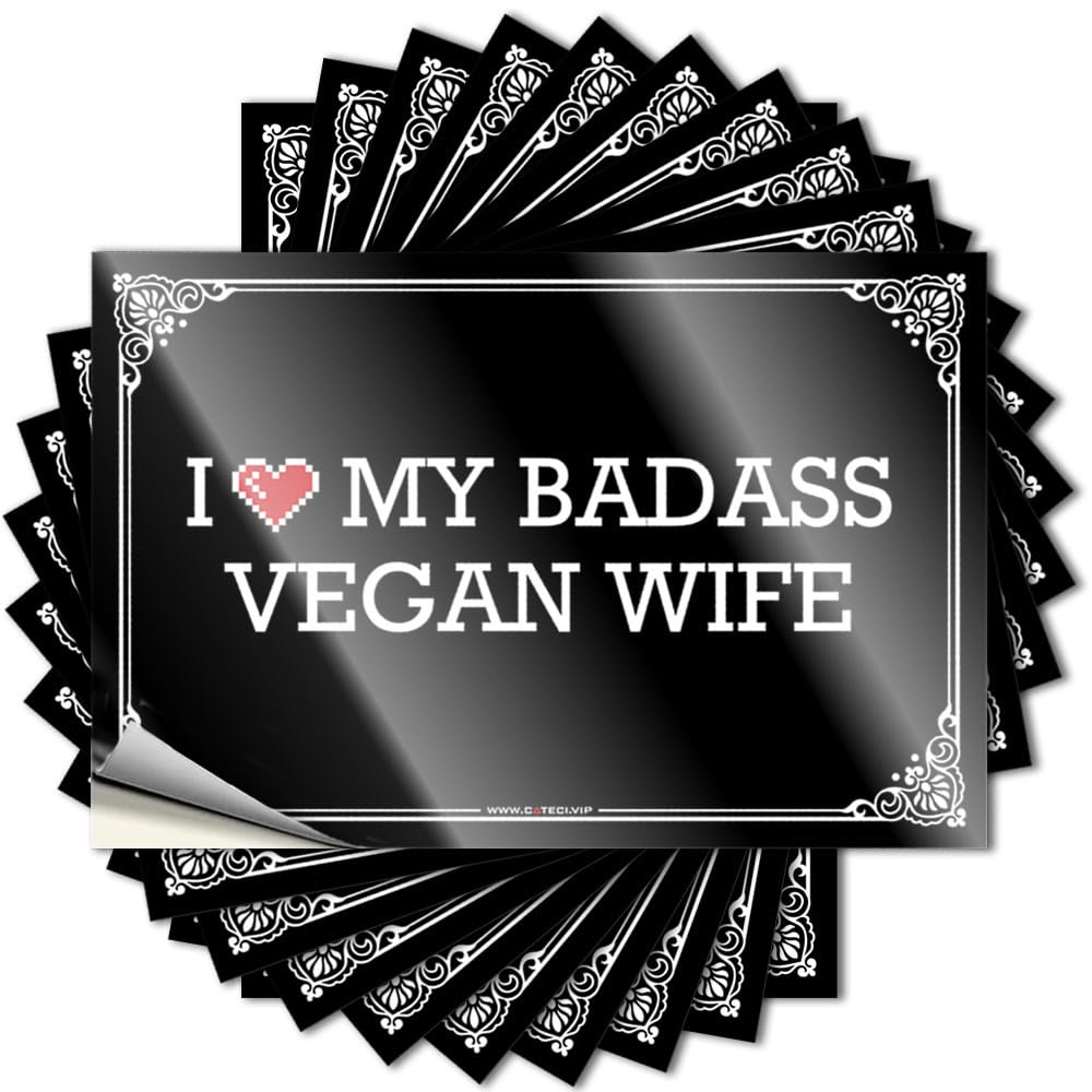 Funny Sticker - Punk Bottle I Love My Badass Vegan Wife for Mom Man CABE Decor(12X18CM)
