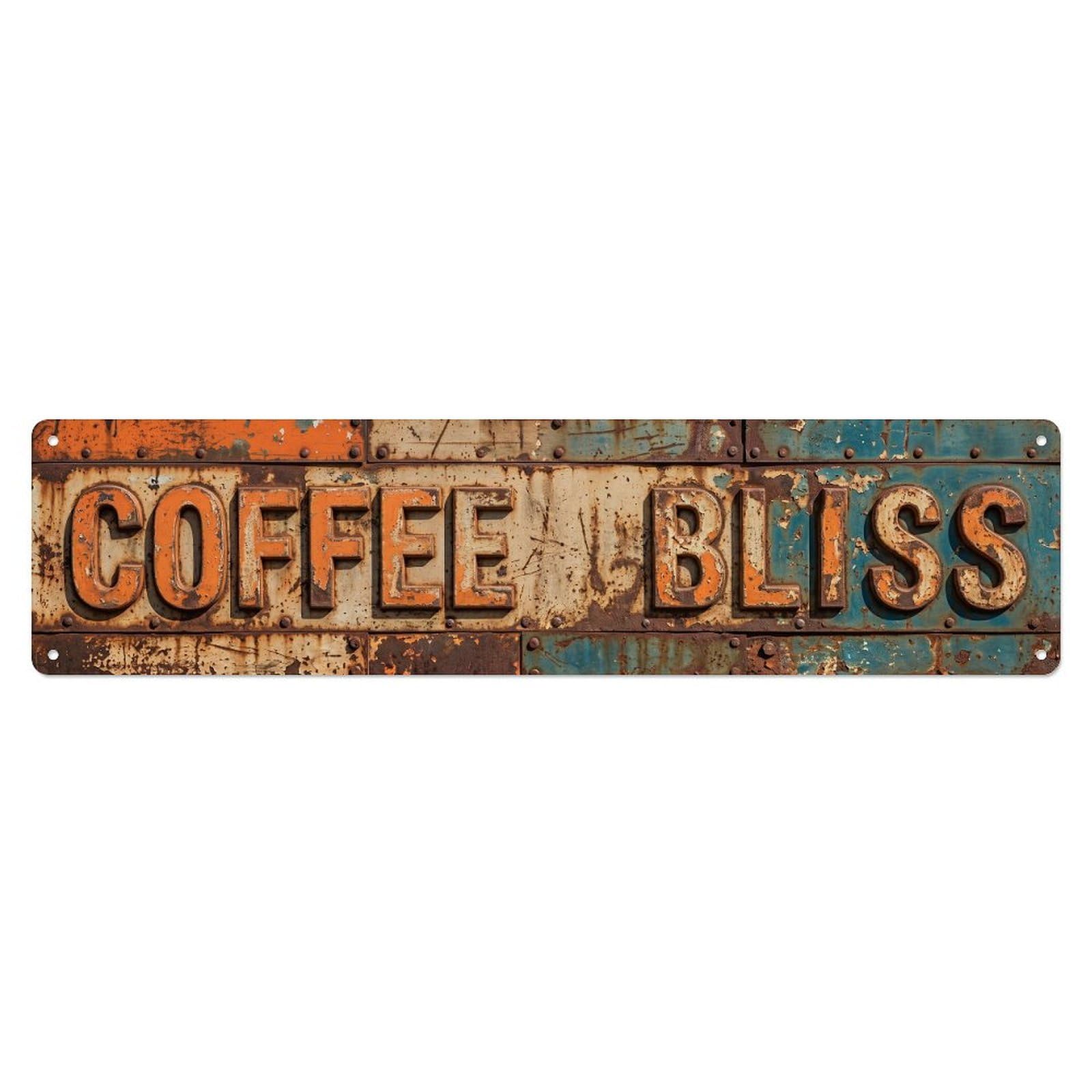 Coffee Bliss Rustic Metal Tin Sign