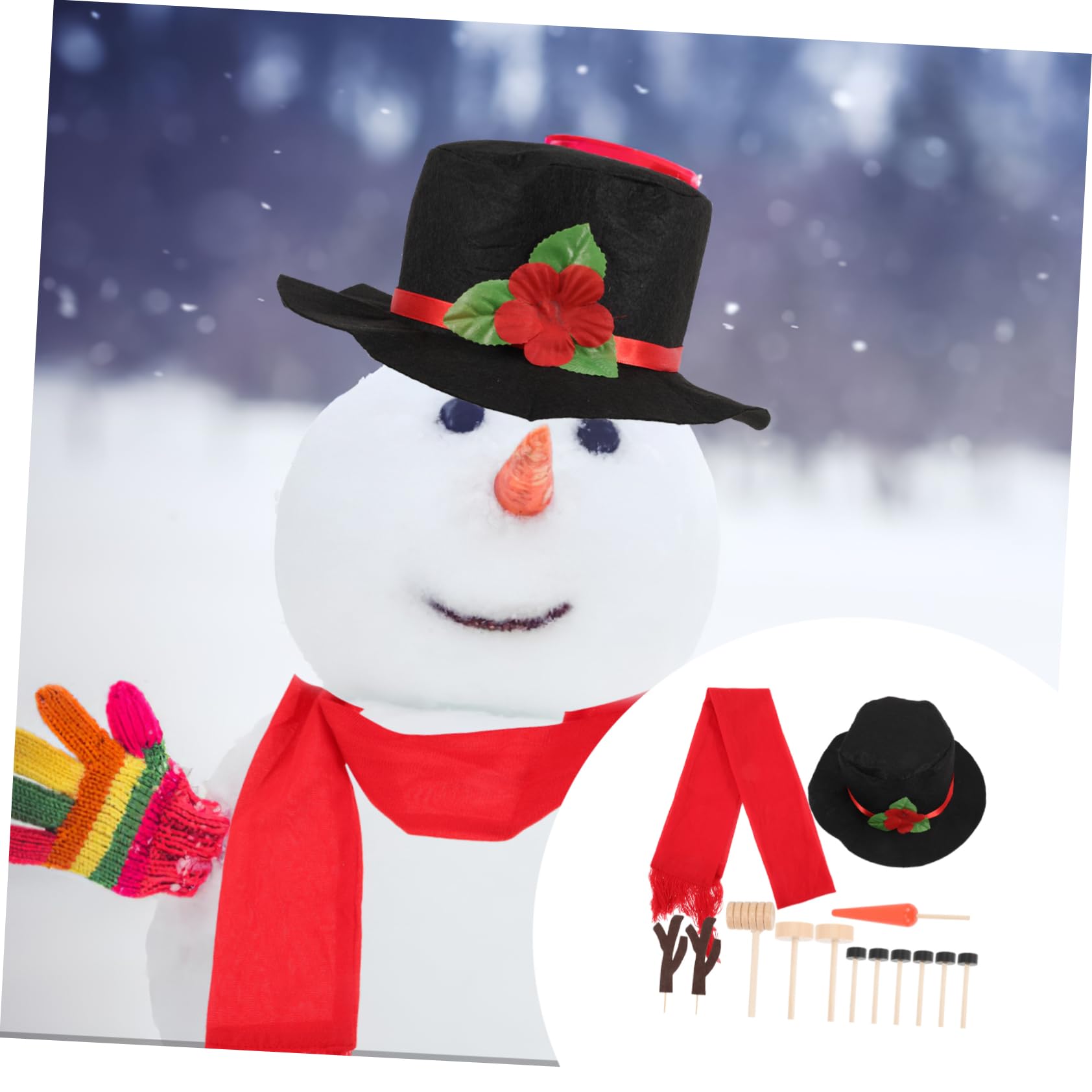 PRETYZOOM 2 Sätze Schneemann Verkleiden Sich Schneemann Zubehör Selber Machen Schneemann-dekorationswerkzeug Weihnachtsschneemann Nase Selber Machen Schneemann-knöpfe-Set Zum Basteln Holz