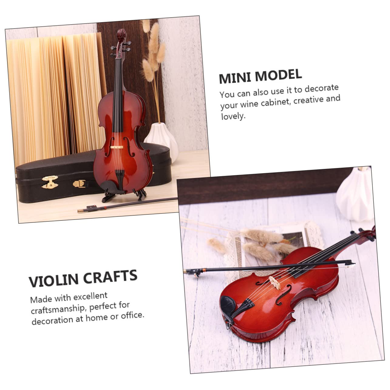 ABOOFAN Miniatura Violino con Archetto e Custodia Decorazione da e Fotografia Strumento Musicale e