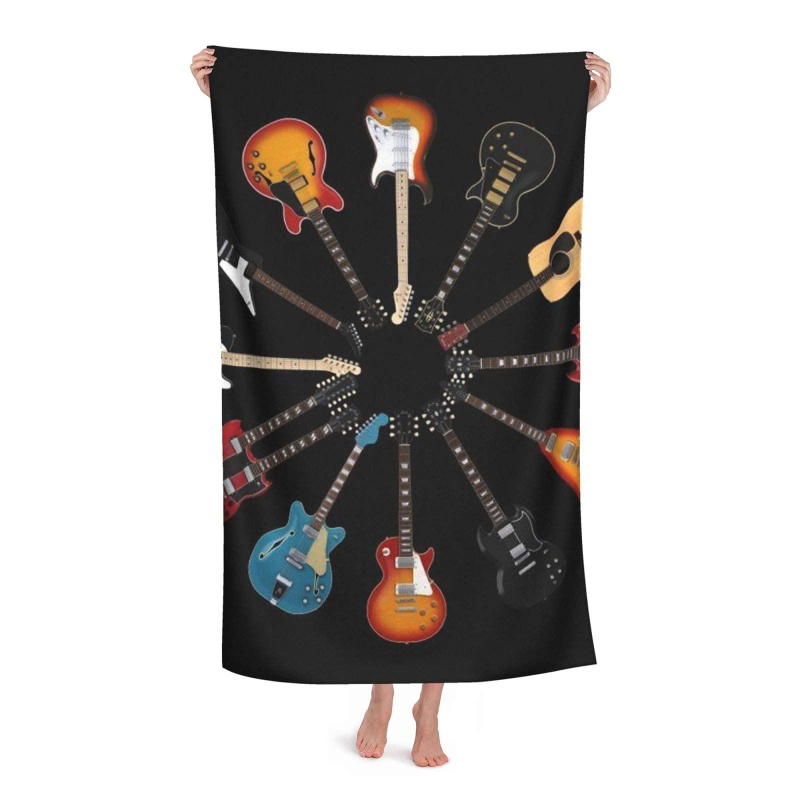 Dljiyzx As Picture Bath Towel Guitar Circle Dya Soft Bath Towel Highly Absorbent Multipurpose Towels Oversized Beach Towel 80X130cm