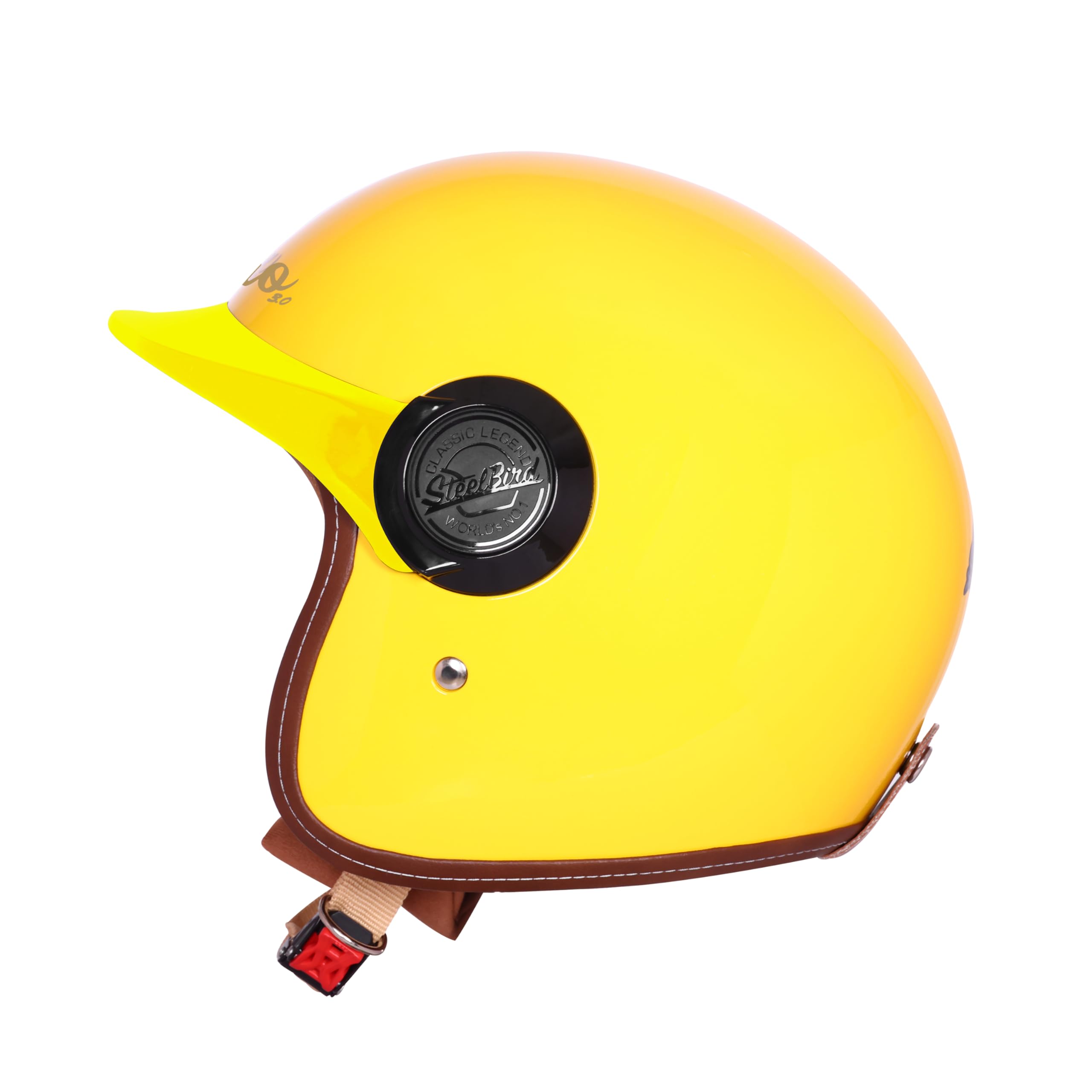 Steelbird SBH 65 Retro 3.0 DOT and ISI Certified Open Face Helmet for Men and Women (Medium 580 MM,Glossy Yellow)-image-36