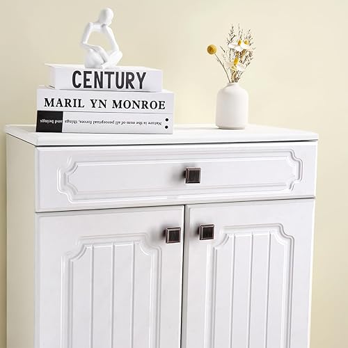 Miniatura 6 de Perillas cuadradas para gabinete, paquete de 20 tiradores de cajón de bronce aceitado de 1.3 pulgadas, accesorios de gabinete vintage para pomos de