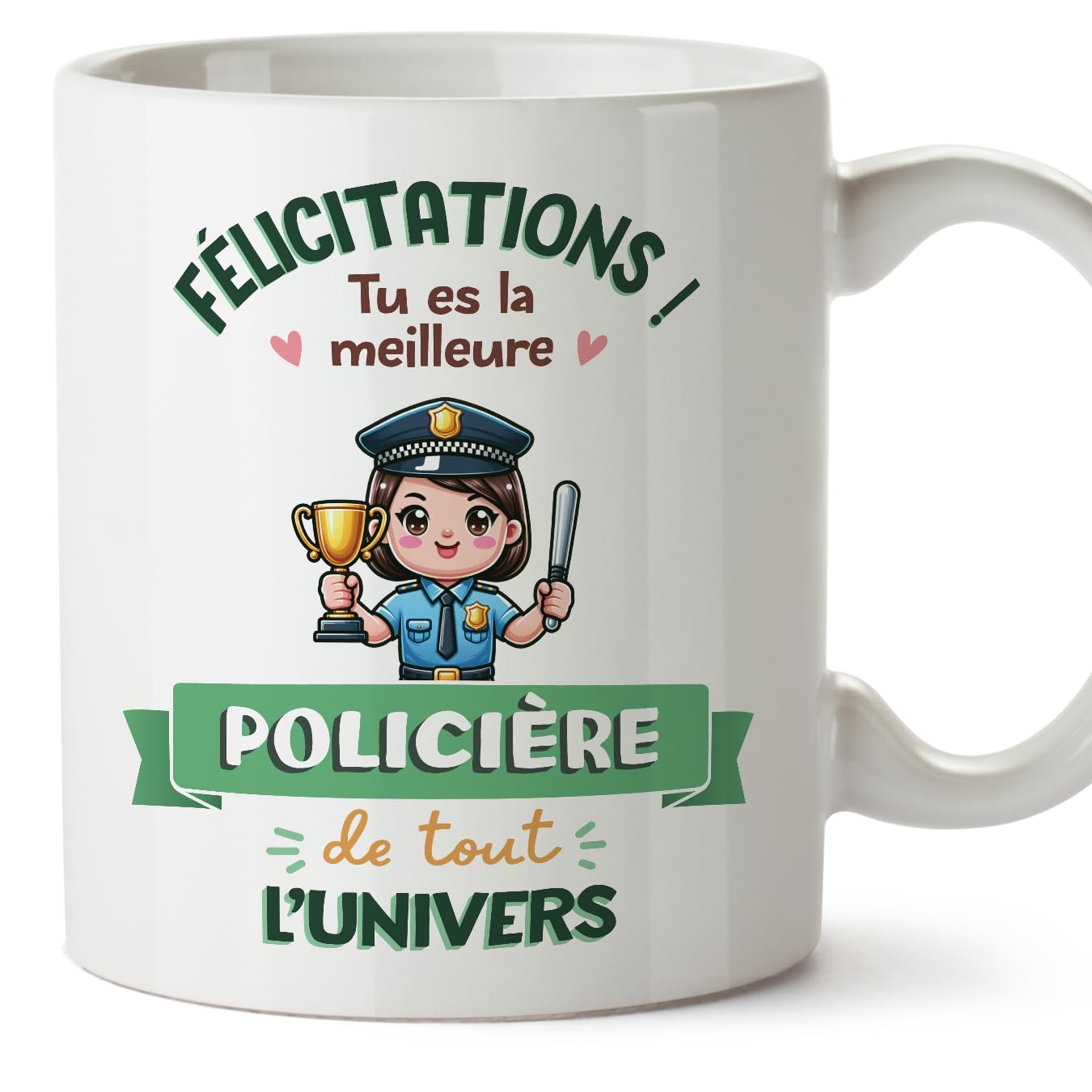 MUGFFINS Police Officer Woman Mug - in French - Meilleur Univers Trophée - Funny Gift for Colleagues - Ceramic 11oz Mug — image 1