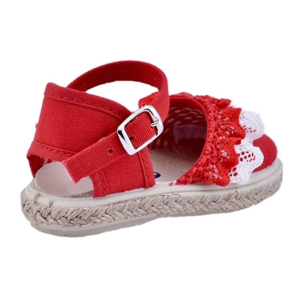 Lona Esparto Rojo Combinada Encaje Piso en Yute