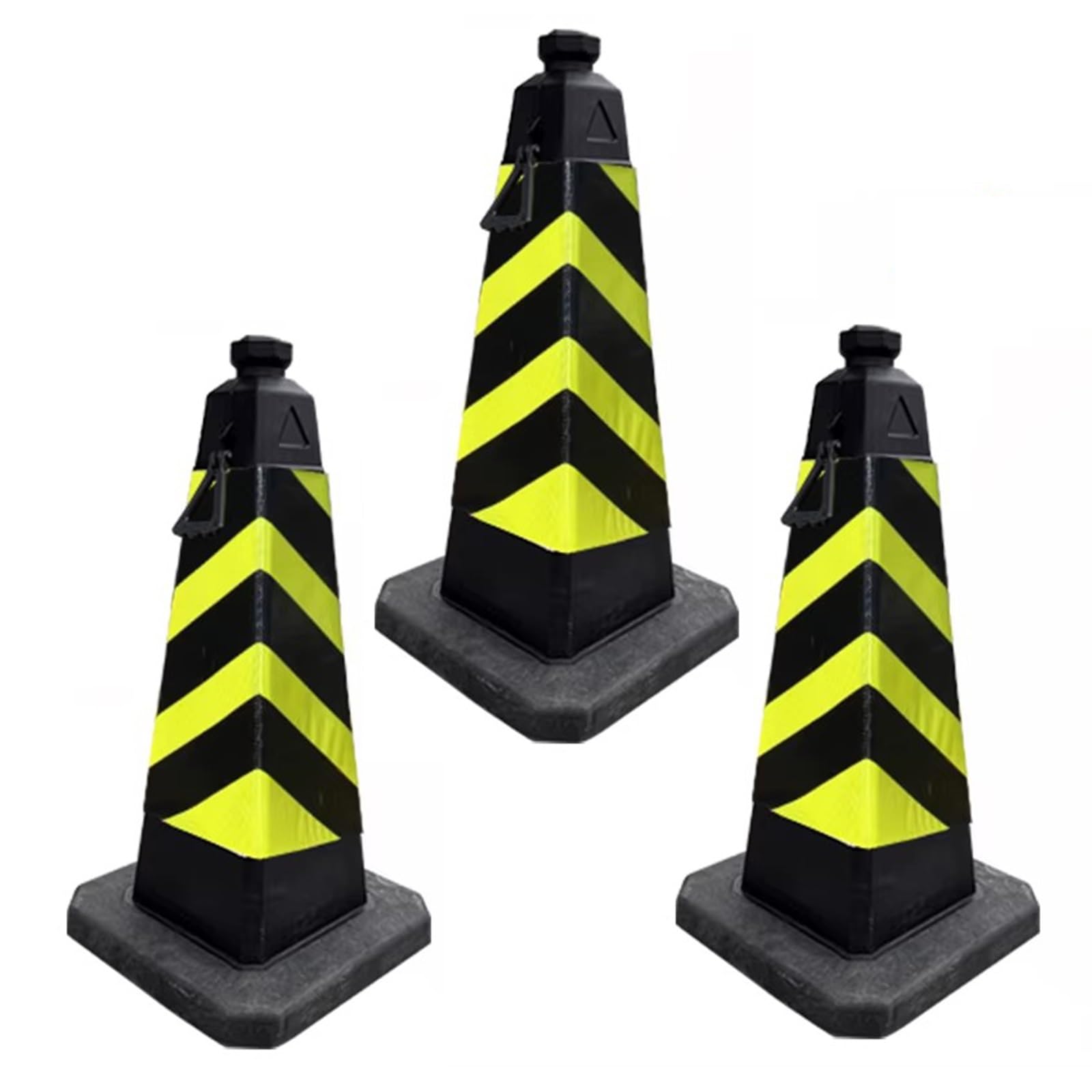 Conos Señalizacion, Conos de Advertencia de Plástico, Base con Peso, Alta Visibilidad, para Estacionamientos, Construcción de Edificios, Carreteras (3 Unidades)(Yellow)