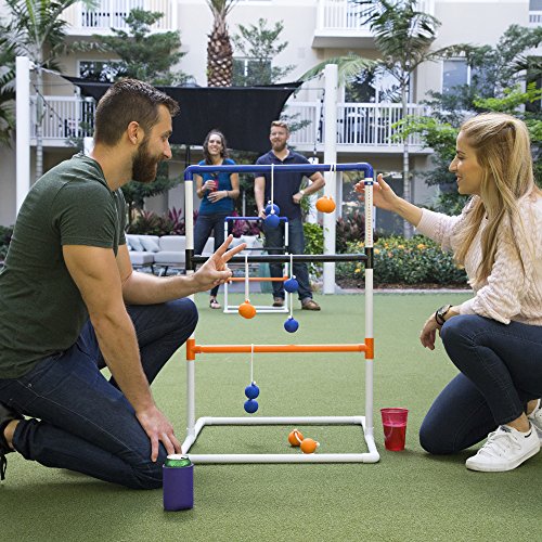 UPDATED 2020 VERSION Ladder Ball Toss Game for Adults, Family - Fun Golf Game Set with Six Colored Bolos, Scoreboard, and Carrying Bag - Outdoor Yard Games and Activities for Backyard, Tailgating