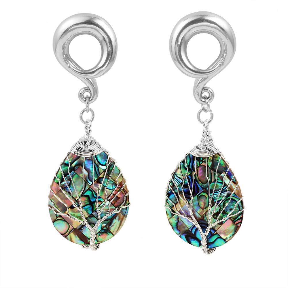 Buy LADEMAYH Ear Weights Hook Plugs Dangle Charms Teardrop Shaped Colorful Shellfish Around