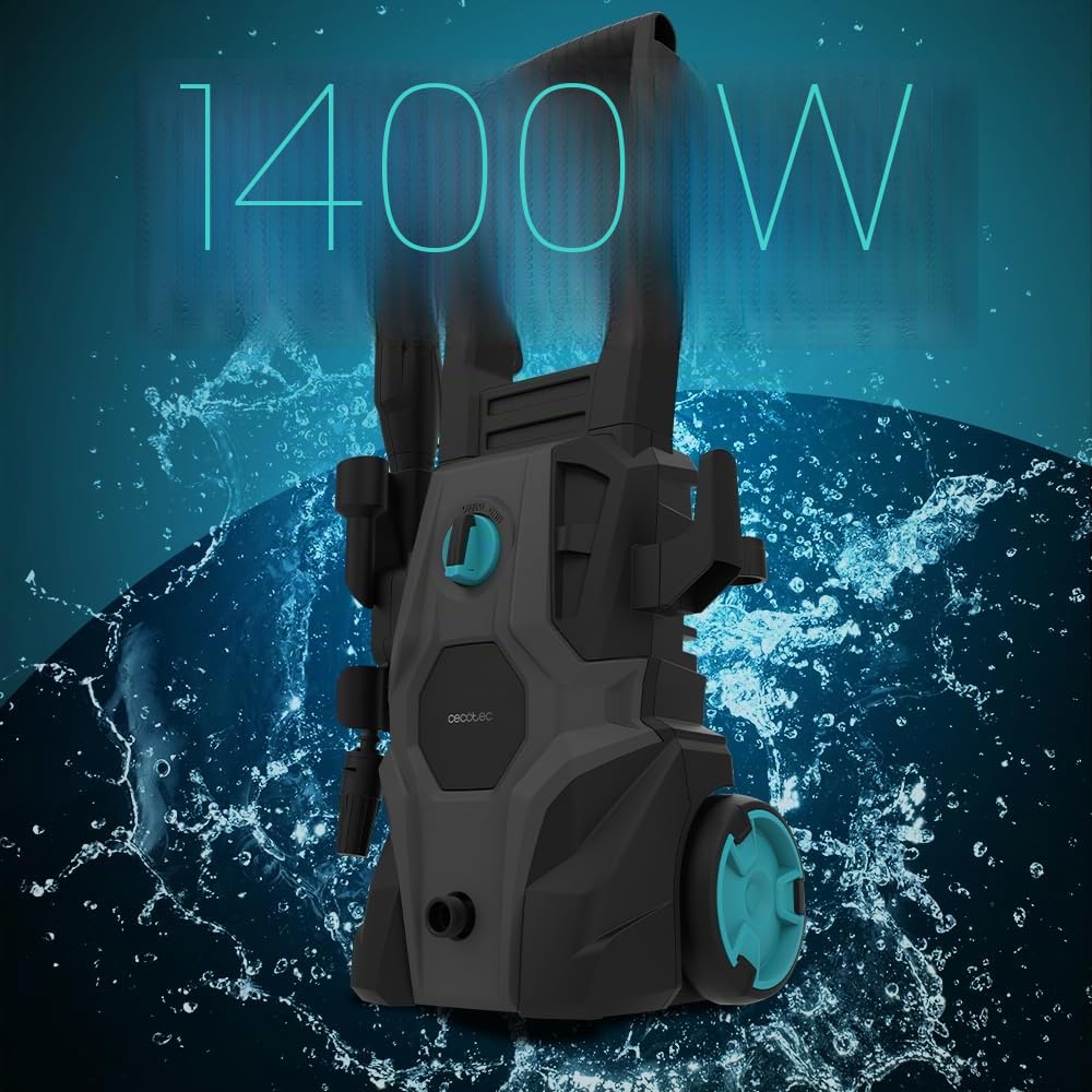 Cecotec Idropulitrice Elettrica ad Alta Pressione per Casa, Giardino o Auto HydroBoost 1400 X-Treme. 1400 W, 105 Bar, 408 L/h, Bottiglia Sapone, Pompa Alluminio, 9m