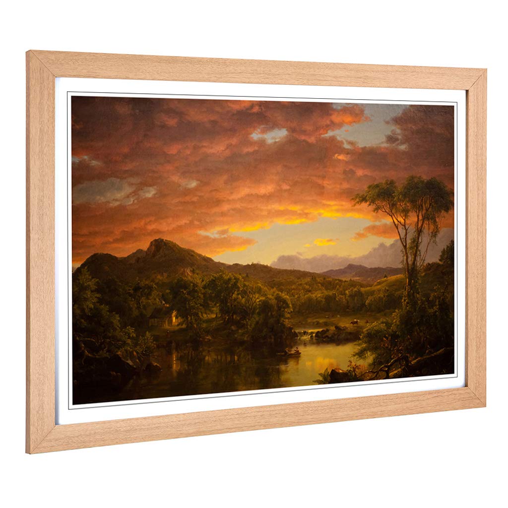 Big Box Art Framed Print of Frederic Edwin Church A Country Design | Wall Art Picture | Home Decor for Kitchen, Living Room, Bedroom, Hallway, Oak, A2 / 24.5x18 Inch / 62x45cm