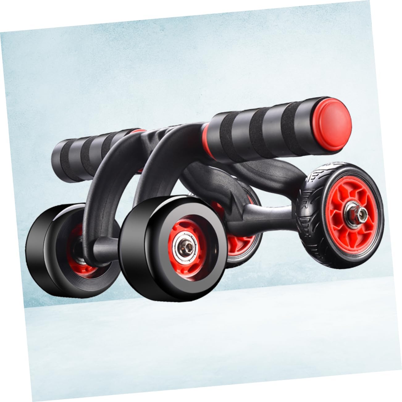 1Pc Silent Abdominal Muscle Wheel Automatic Spring Back Fitness Roller for Home Use Black Tensioner with Knee Mat for Core Strengthening