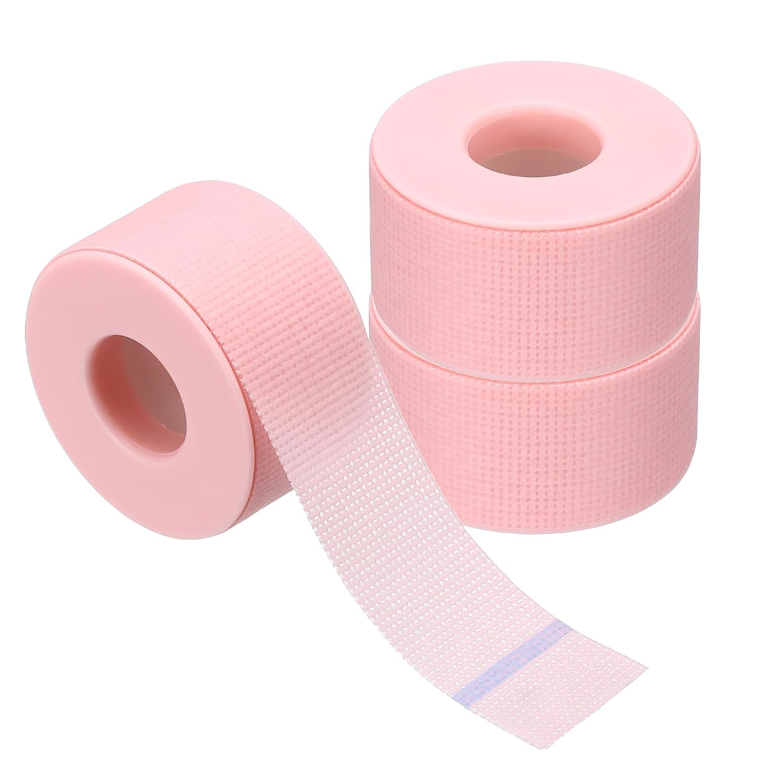 PATIKIL 1" x 9.84yd Eyelash Tape, 3 Rolls Eye Lash Tape Silicone Removal Breathable Easy Tear Adhesive for Eyelash Extensions Clusters Makeup Eye Shadow Eyeliner Lift, Pink
