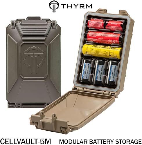 Miniatura 2 de Thyrm CellVault-5M - Almacenamiento modular de baterías para baterías CR123, 18650, 18350, CR2032 con insertos móviles, fabricado en Estados Unidos