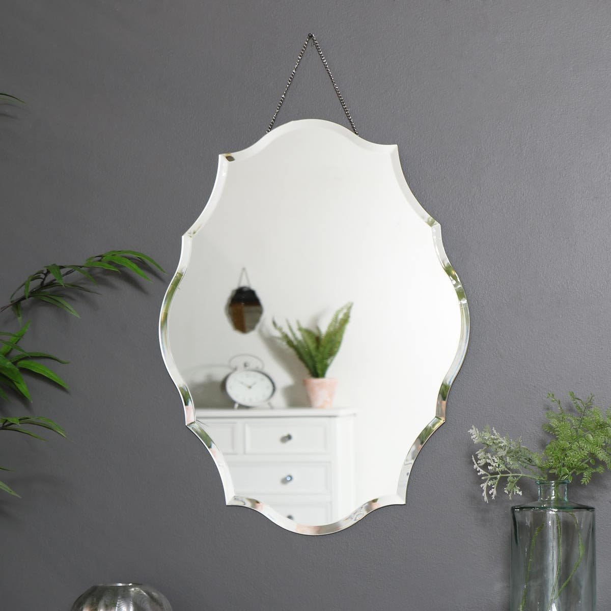 Melody Maison Ornate Frameless Bevelled Wall Mirror : Amazon.co.uk ...