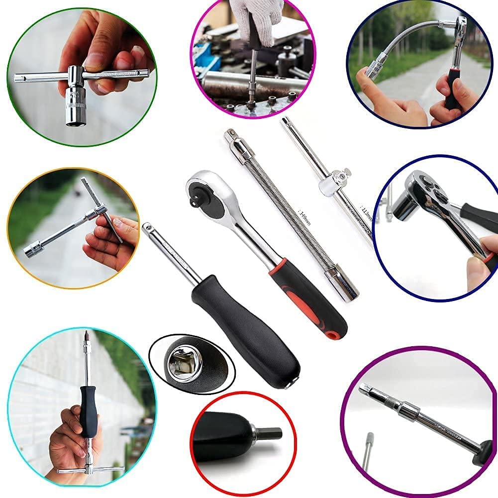 Nikrim™46 in 1 Pcs Tool Kit & Screwdriver Set Multi Purpose Combination Socket Set Case Precision Screw Driver Tool Box - Multi Colour 4