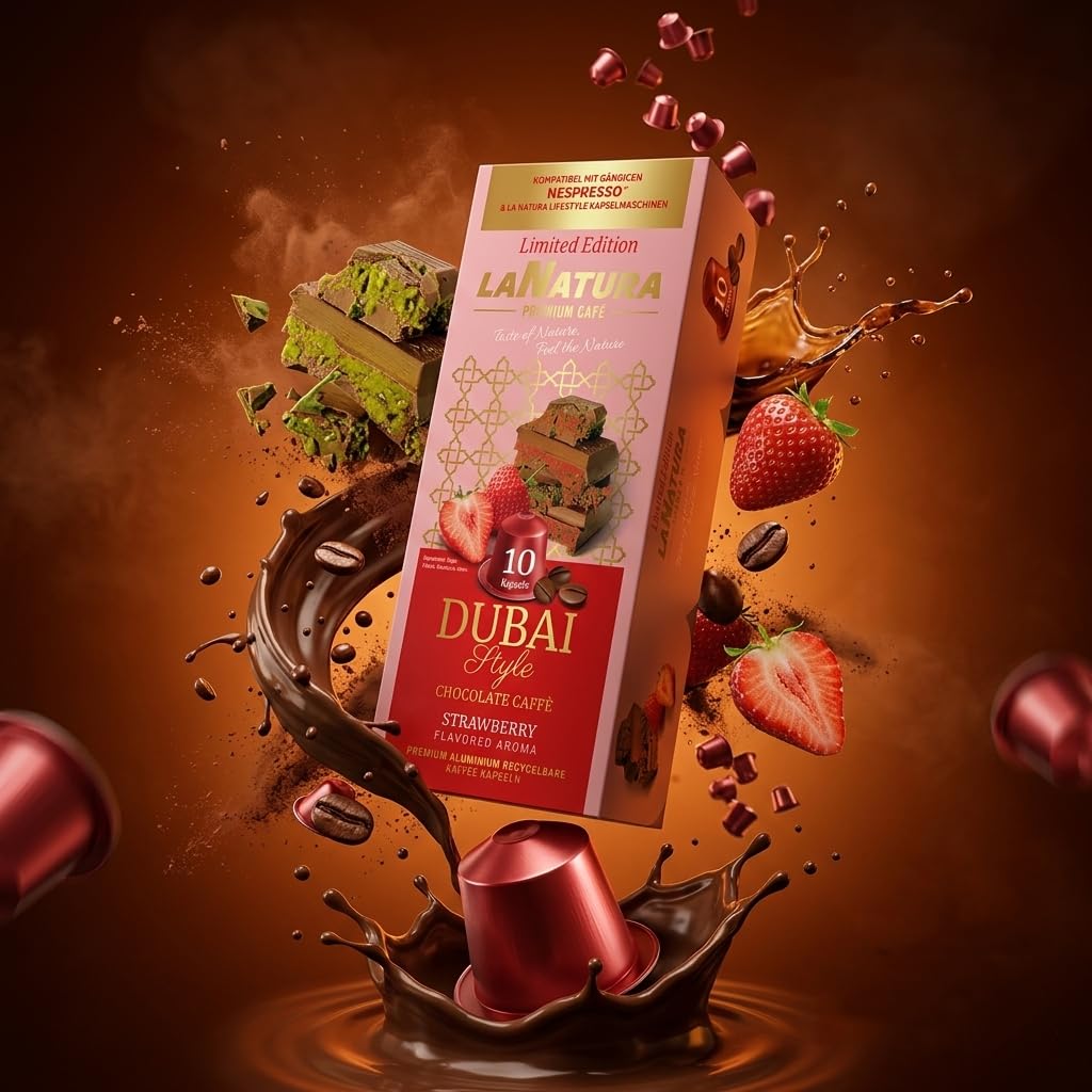 La Natura Lifestyle DUBAI Coffee Aroma Royal Mix – 80 Premium Aluminium Kaffeekapseln | 7 Sorten | Exklusive Aromavielfalt für Besondere Genussmomente | Kompatibel mit Nespresso®*-Maschinen