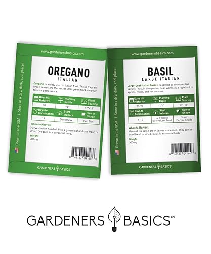 Miniatura 6 de Gardeners Basics Semillas de hierbas culinarias para plantar en interiores y exteriores, 5 paquetes que incluyen albahaca, cilantro, cebollino,