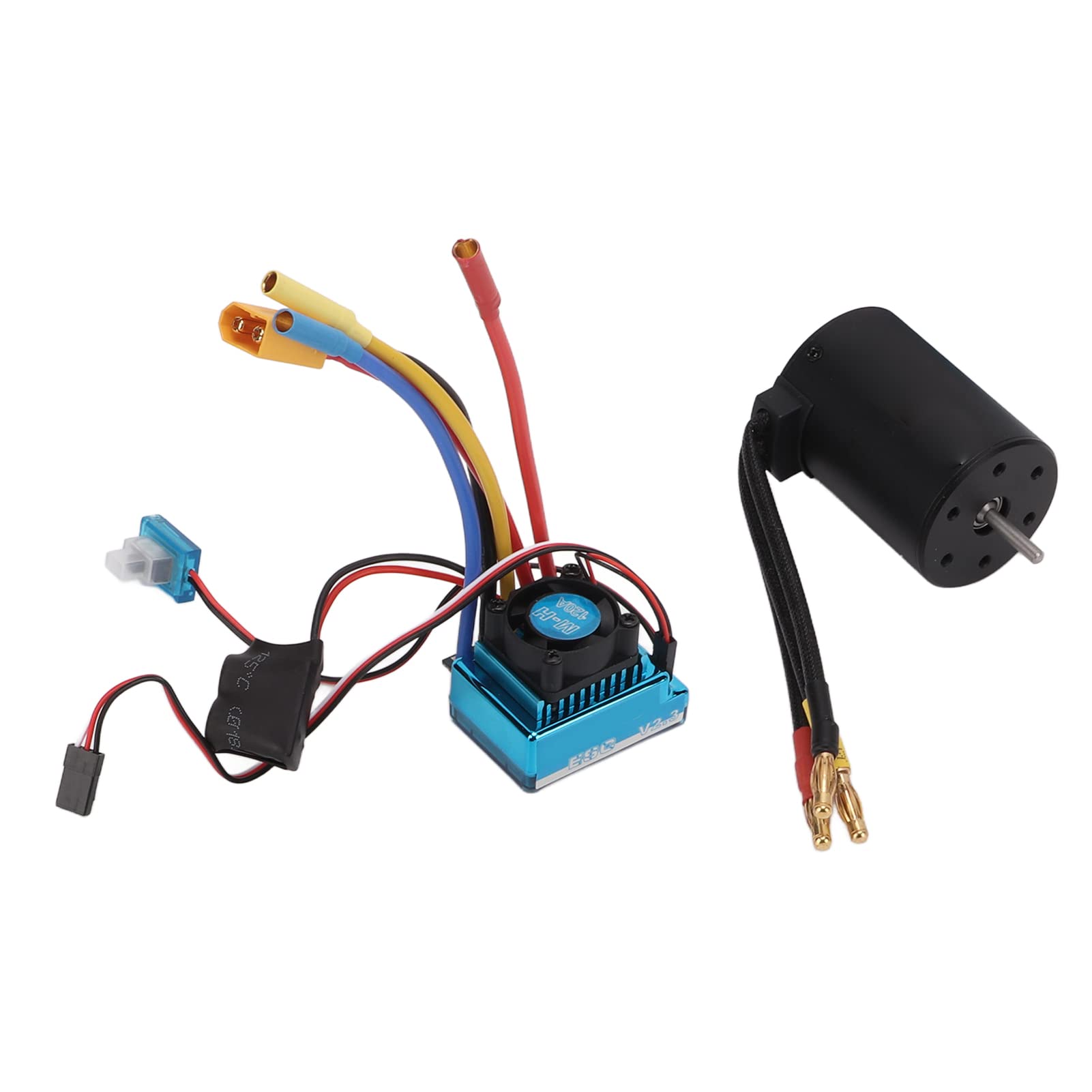 Cuifati Zestaw Silnika Bezszczotkowego 3100KV i Regulatora 120A, | Zestaw do modernizacji samochodu RC z wtyczką XT60, do samochodu RC 1/10 1/8, 2-4S Lipo