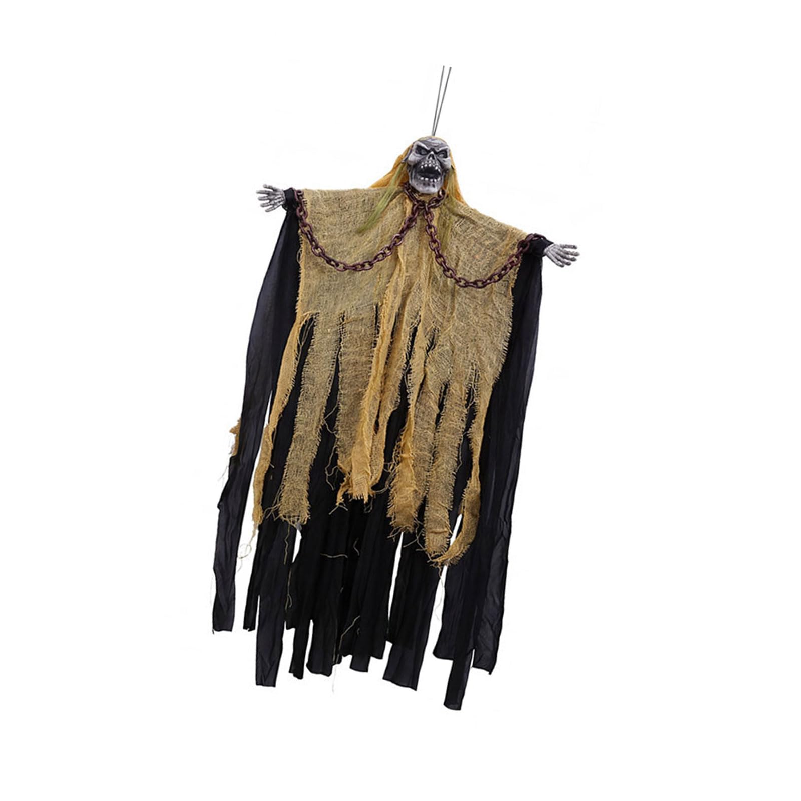 Tsophreniq Frightening Glowing Screaming Skeleton Specter Hanging Decoration Eerie Halloween Accessory for Halloween Party Voice Activated Glowing Skeleton Specter