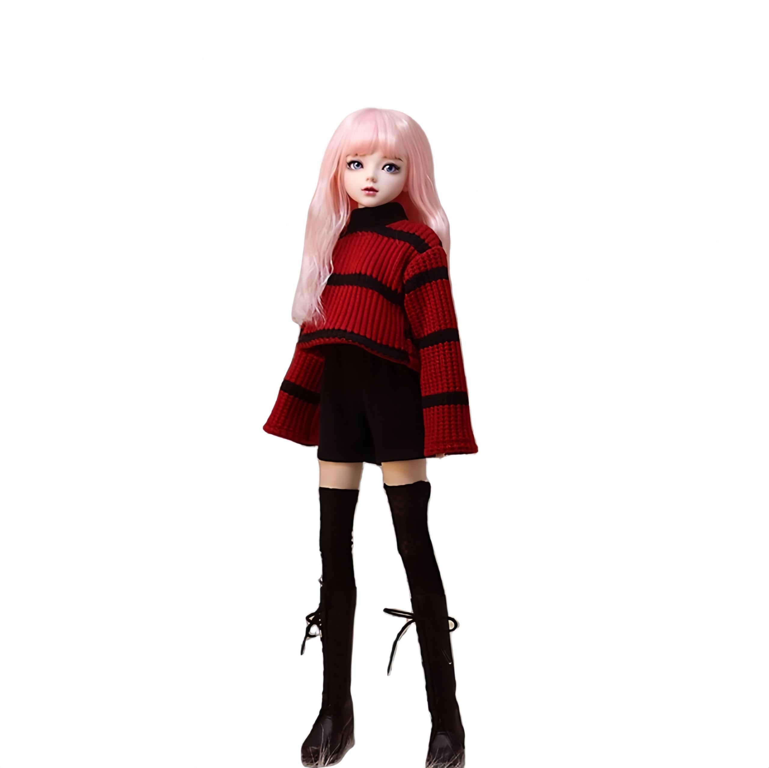 AMITD Bjd Doll Clothes, Ball Jointed Doll Clothes, Handmade, Sweater, for 1/3 1/4 bjd Doll (Red (Clothes and Pants), 1/3)