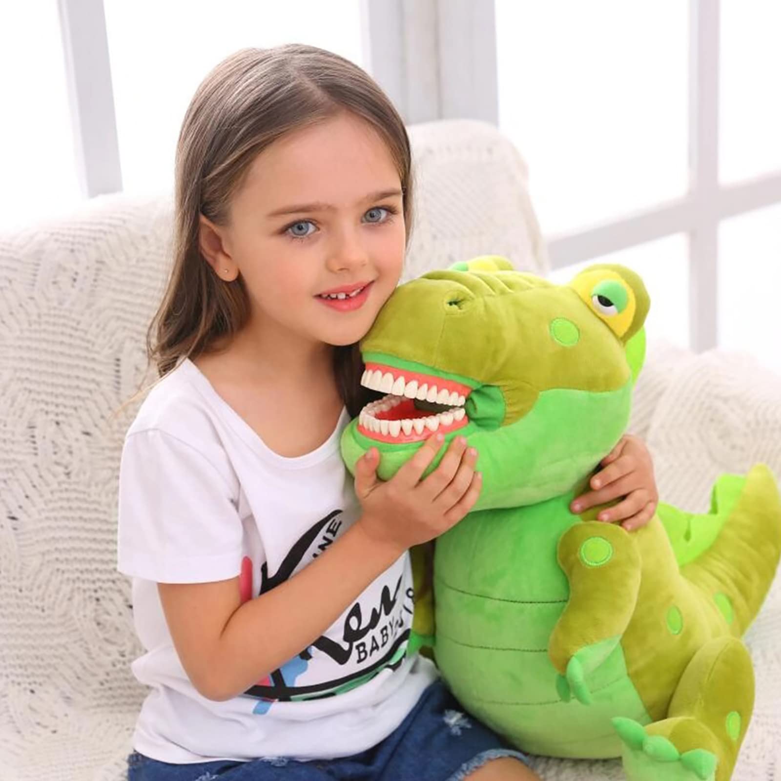 Jacque The Croc Dental Puppet - Educational Tooth Brushing Demo Tool For Kids With Toothbrush & Water Squirt Feature