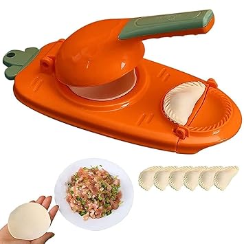 2 in 1 Dumpling Maker Ghughra Momos Maker Machine, Skin Press Mould for Gujiya Ghughra Mould Machine,Kitchen Dumpling Making Tool with Dumpling Puri Maker, Momo Maker (Design 3)