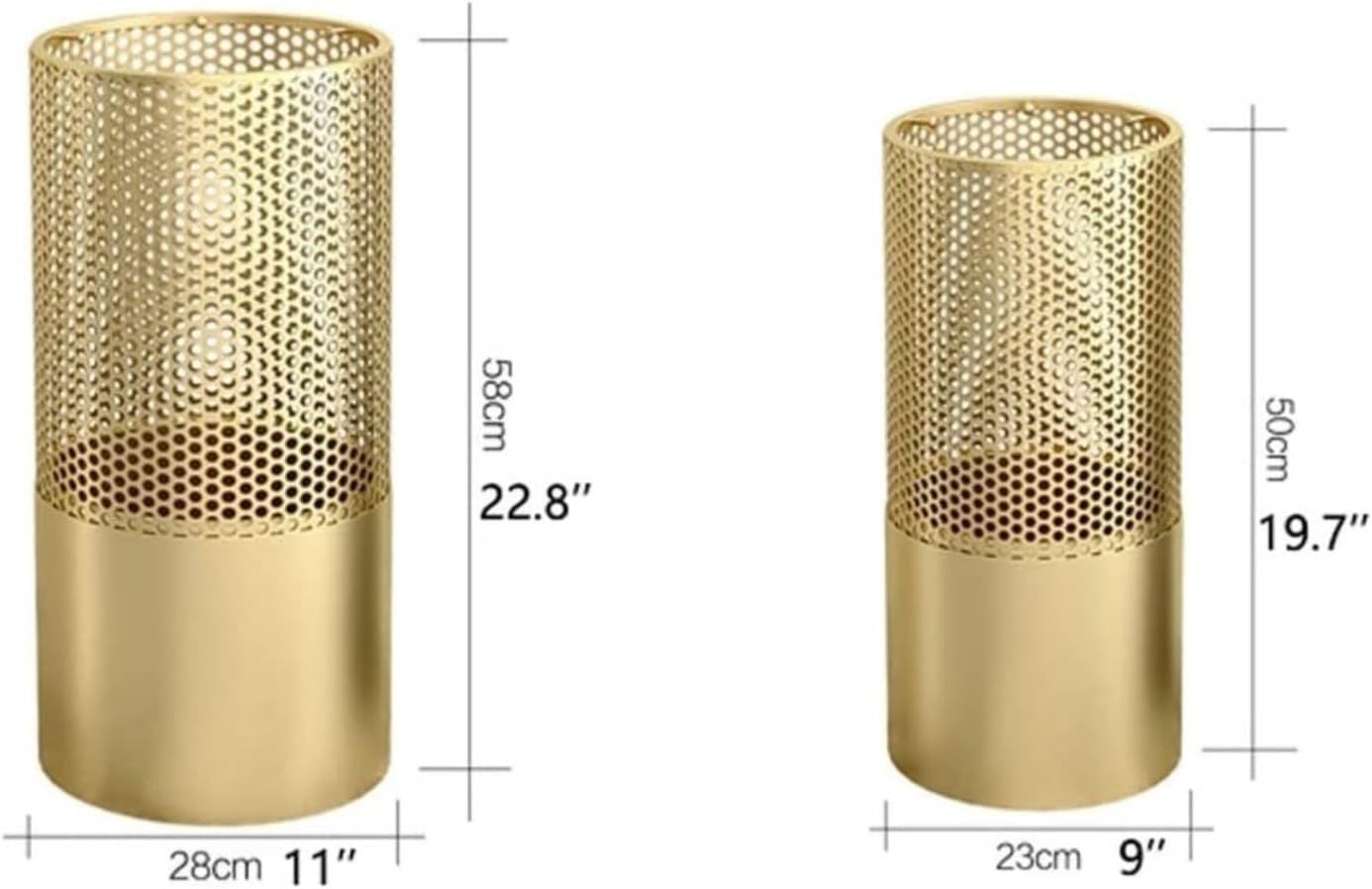 Umbrella Stands Hollowed-out Metal Umbrella Holder with Hooks,Umbrella Rack Modern Round Outdoor Hallway Entryway Umbrella Stand Rack (Color : Silver, Size : 58cm)