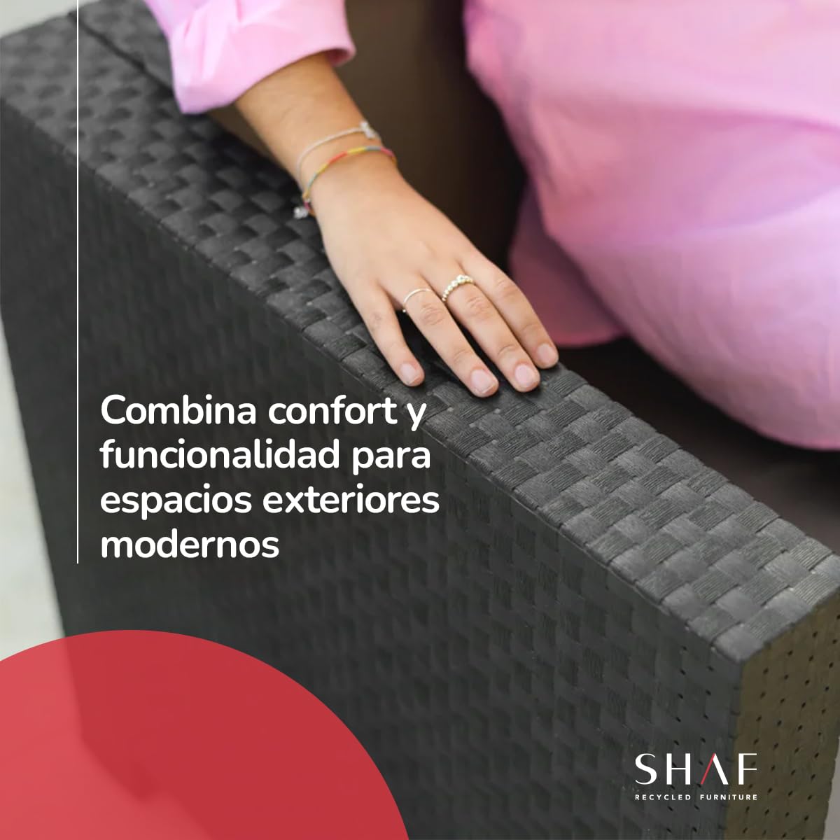 Shaf - Conjunto Jardín Exterior y Terraza - Sofá 2 Plazas, 2 Sillones con Cojines Acolchados y Mesa de Centro con Almacenamiento - Plástico Reciclado - Set Diva Confort Storage - Grafito