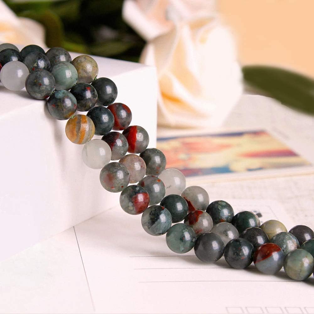 60pcs 6mm Natural African Bloodstone Beads Round Loose Gemstone Beads for Jewelry Making DIY Bracelet Necklace African Bloodstone 6mm