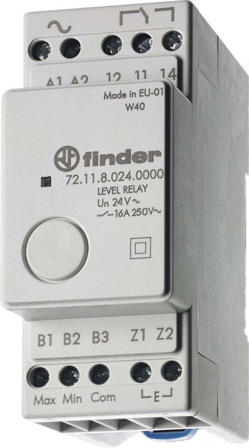 Relé de nivel de líquido Finder serie 72 fijos con 1 contacto alterno 24Vac