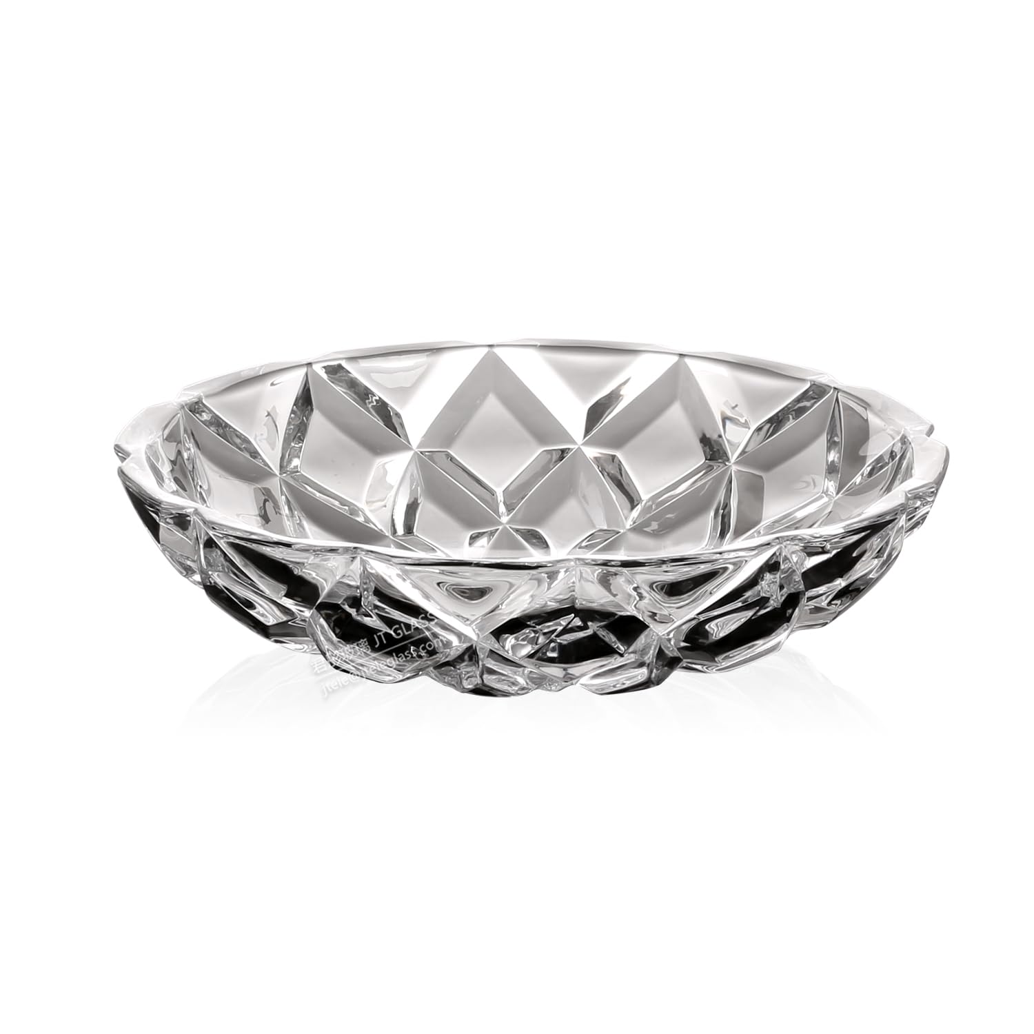 Glass Fruit Bowl Food Dish Plate Dia 32.2CM Family Desk Tableware Kitchenware Transparent Clear Glass