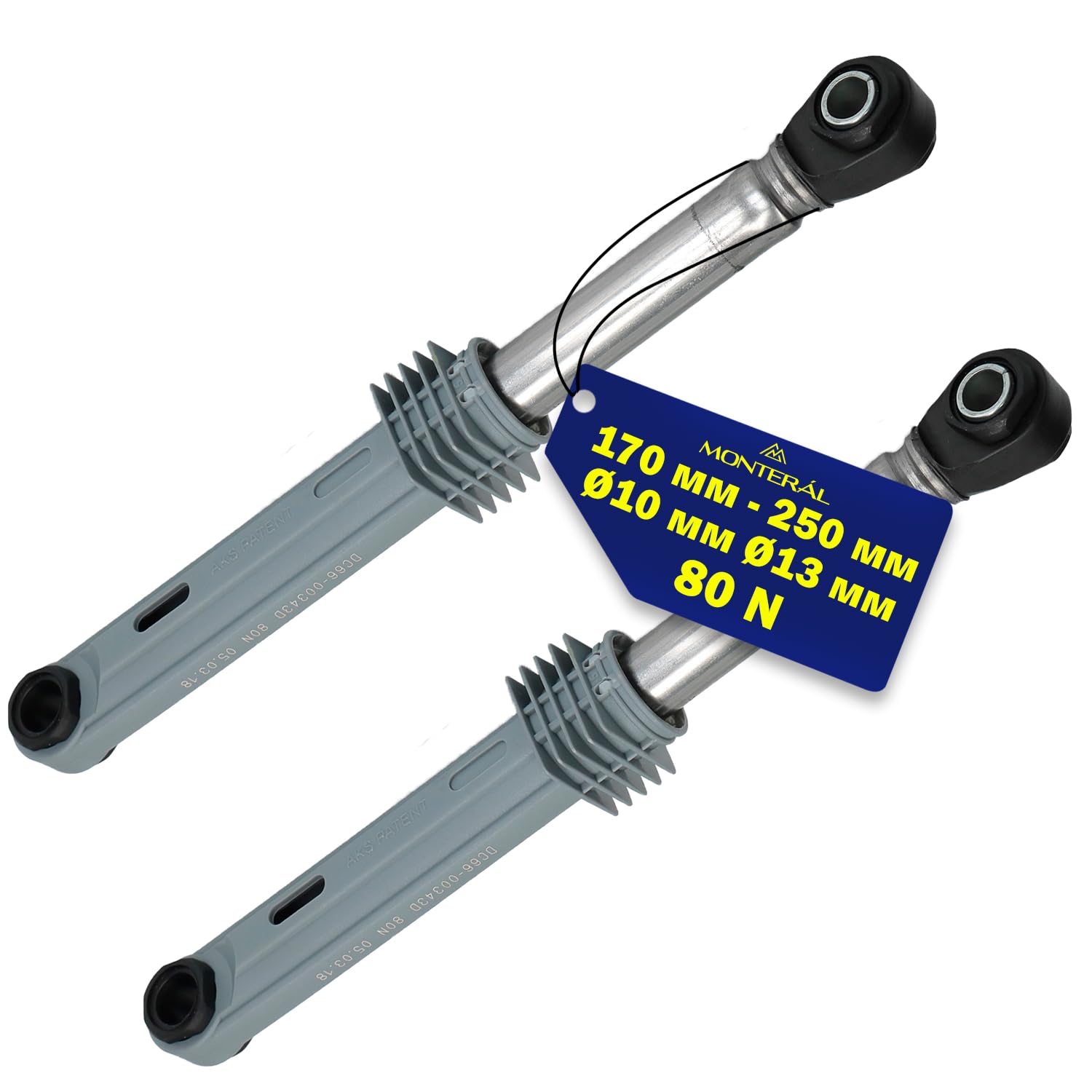 2 Stück Stoßdämpfer Waschmaschine 80N Ø10mm Ø13mm Länge 170 mm – 250 mm mit dem Originalcode DC66-00531C DC66-00343D DC66-00421B für Samsung - MONTERAL