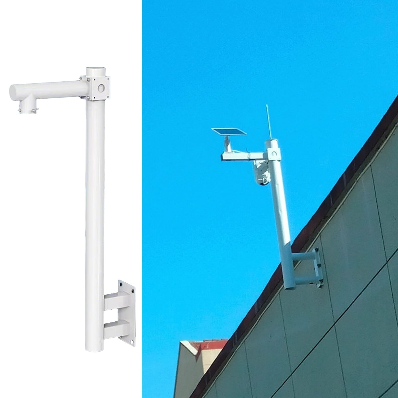 Supporto universale per telecamera esterna antiruggine Supporto a parete Telecamere di sicurezza compatibili Telecamere solari 2 m Staffa di palo regolabile