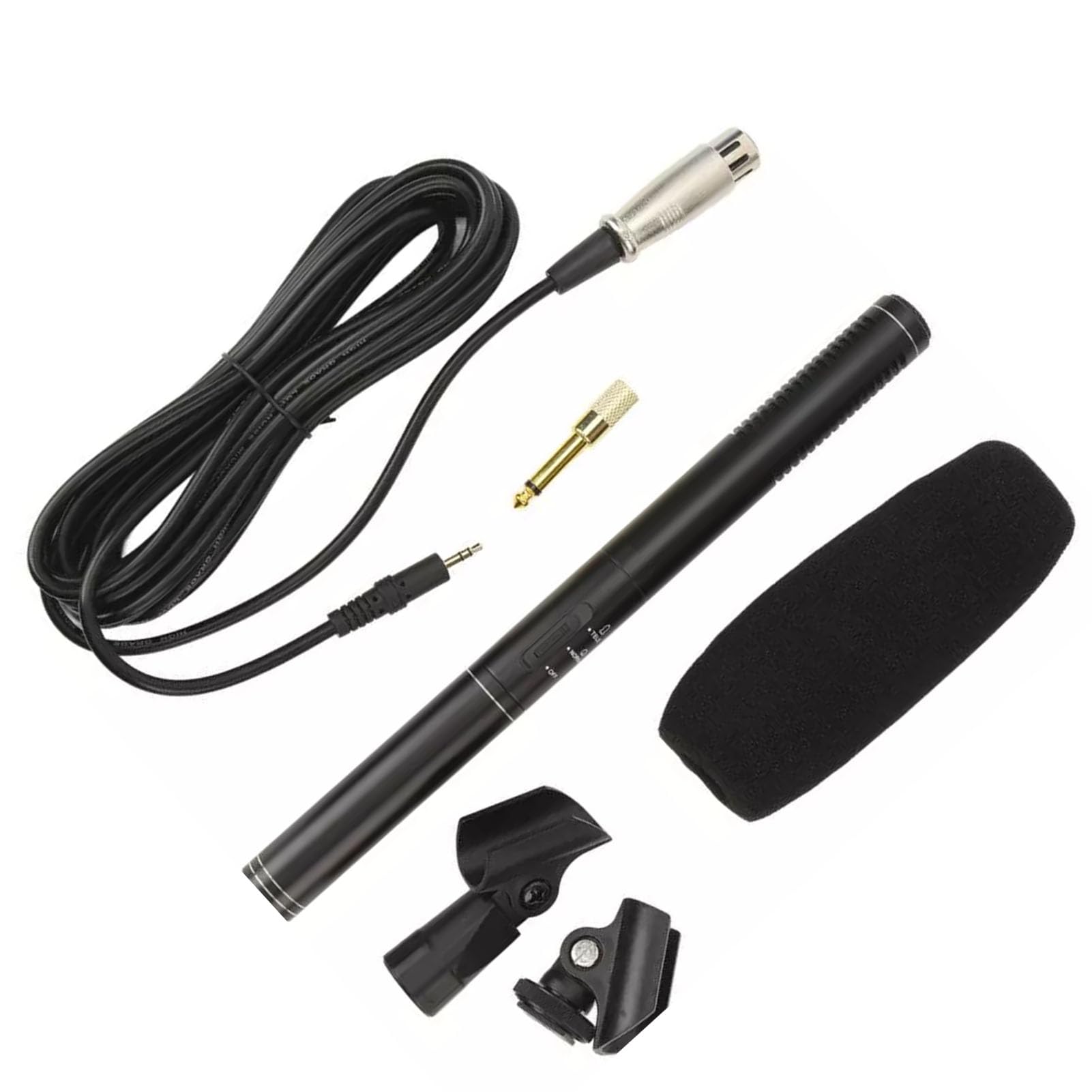 Profesjonalny mikrofon typu z kablem XLR Wysokiej jakości mikrofon do nagrywania dźwięku do kamery DSLR Kamera wideo Wywiad ABS Metalowa konstrukcja 22x275mm