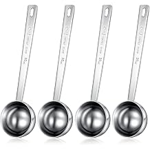 Geiserailie 4 Pcs 2 Tablespoon Scoops with Long Handle, 30 ml Stainless Steel Measuring Spoon for Coffee Milk Fruit Powder, Loose Tea Dry, Spice Jar, Cooking Baking, and Other Dry Goods