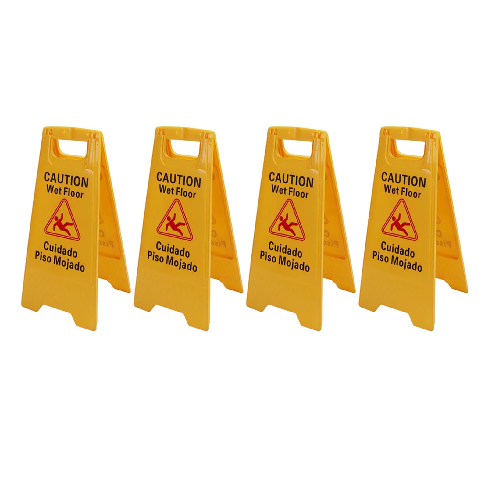 12 Letreros de Piso Mojado Plegables con Marco A, Letrero de Precaución para Piso de Plástico de 2 Caras, Muy Claro para Ver, Diseños Bilingües, Estabilidad Premium, Ampliamente