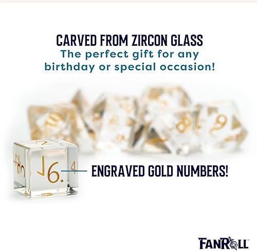 Miniatura 3 de FanRoll by Metallic Dice Games - Juego de dados DND de 0.630 in con piedra natal de polietileno zafiro de septiembre grabado, dados de juego de rol