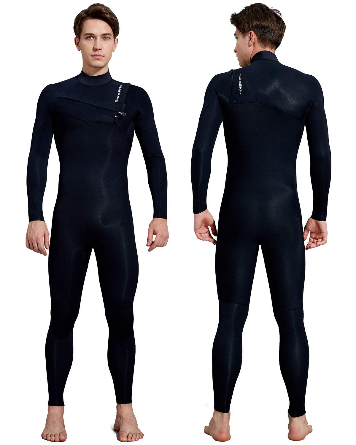 SeaskinSurfing Wetsuit for Mens Womens 3/2mm Chest Zip GBS Full Wetsuit