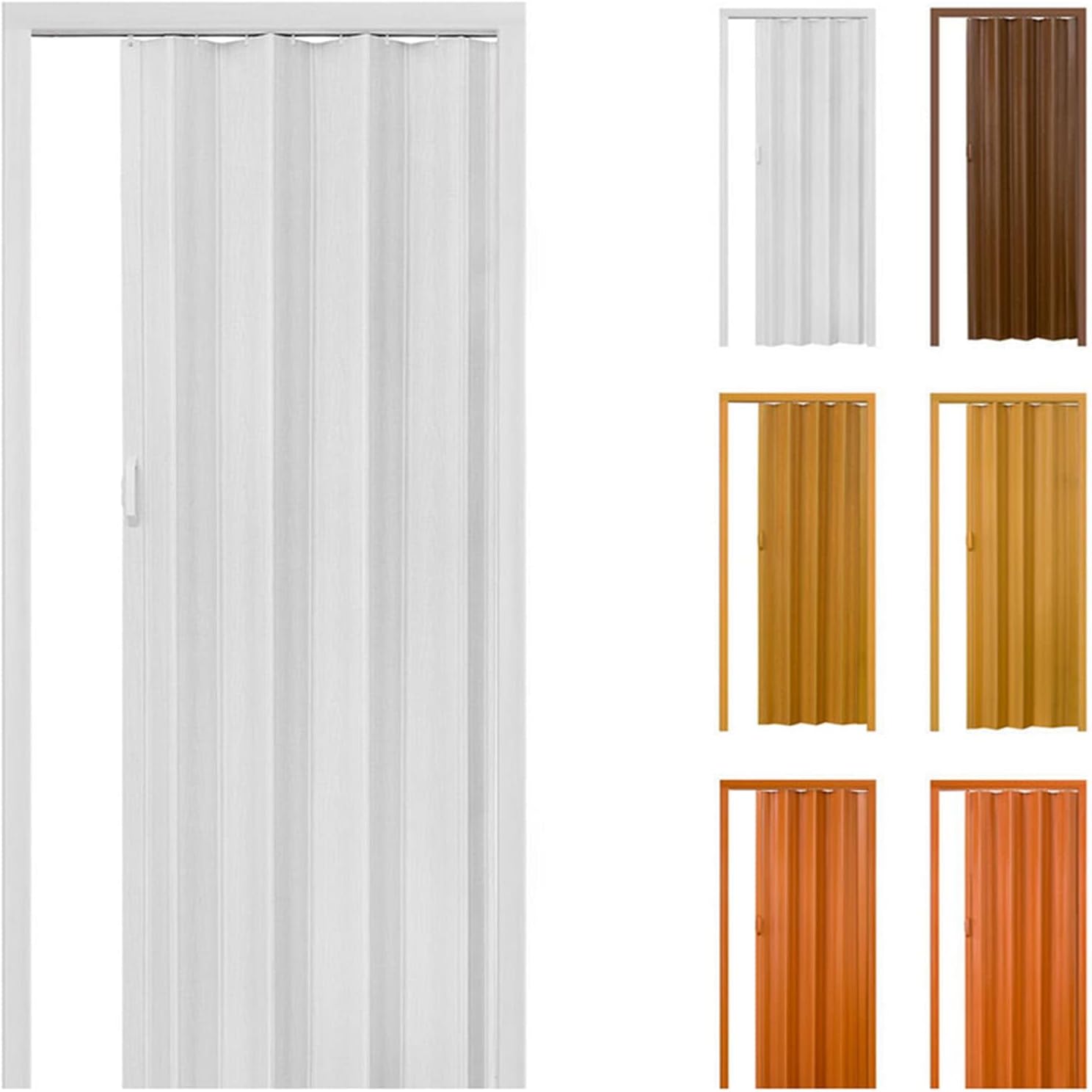 Portable White 48inx80in Accordion Doors Interior,PVC Double-Layer Compact Folding Door,Sliding Bifold Doors for Doorway,Home (White,48in*80in)