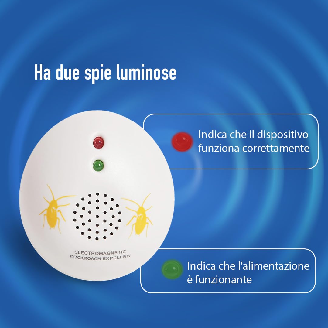 Ozono Casa - Repellente Elettromagnetico per Scarafaggi - Scaccia-Scarafaggi da Inserire nella Presa - Sicuro ed Efficace - Ideale per Aree Interne - Non Tossico - Facile da Usare
