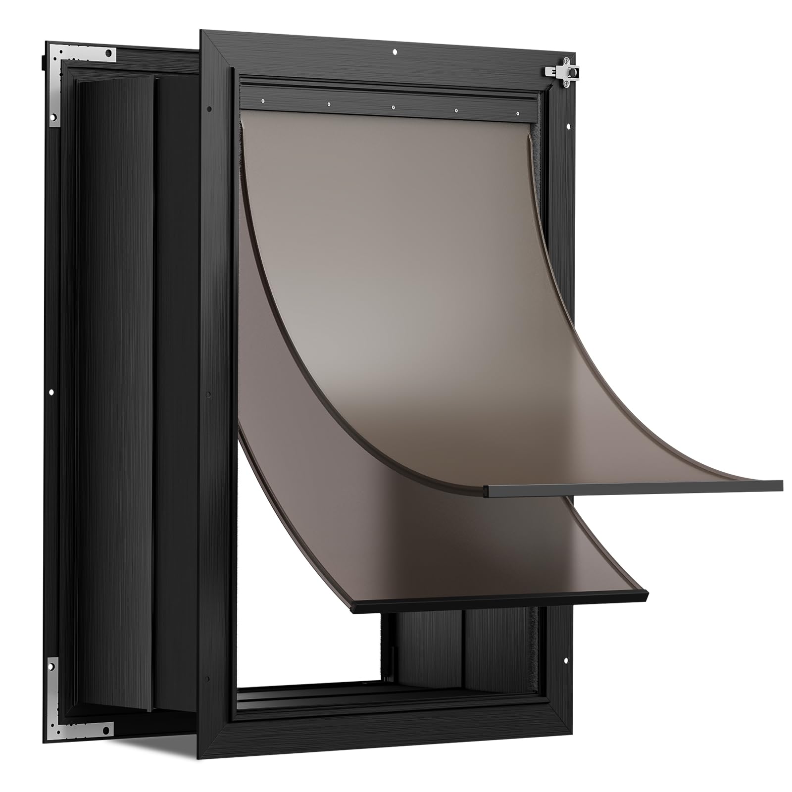 Photo 1 of Tiylibe Extra Large Dog Door for Wall, Doggy Door, All Aluminum Doggie Door, Pet Door Wall, 2 Magnetic Flaps Energy Efficient, Telescoping Tunnel for Interior & Exterior Walls, Pet Up to 220 Lb-Black