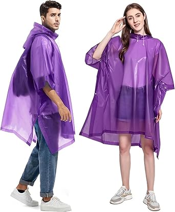 Reusable Rain Ponchos for Adults, 2 Pcs Raincoats Pack of 1 Emergency for Women Men with Hood