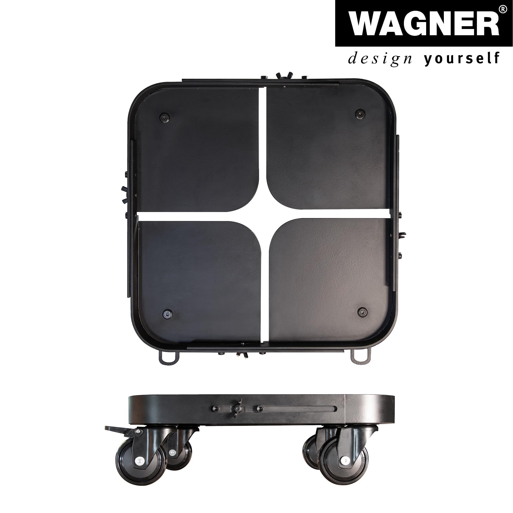 WAGNER Pflanzenroller Sun City Exclusive 40-54 x 13 cm Nutzfläche, stufenlos ausziehbar, Blumenroller für Außenbereich + Innenbereich, Kübelroller Stahl, Tragkraft 200 kg - 20081601