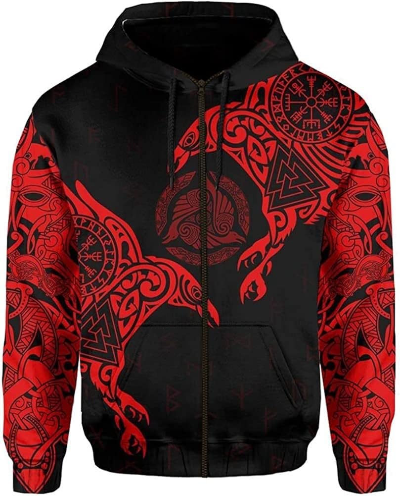 最大46OFFクーポン 3D プリント ノルディック バイキング ユグドラシルとレイヴンズ タトゥー トラックスーツ パーカー ユニセックス