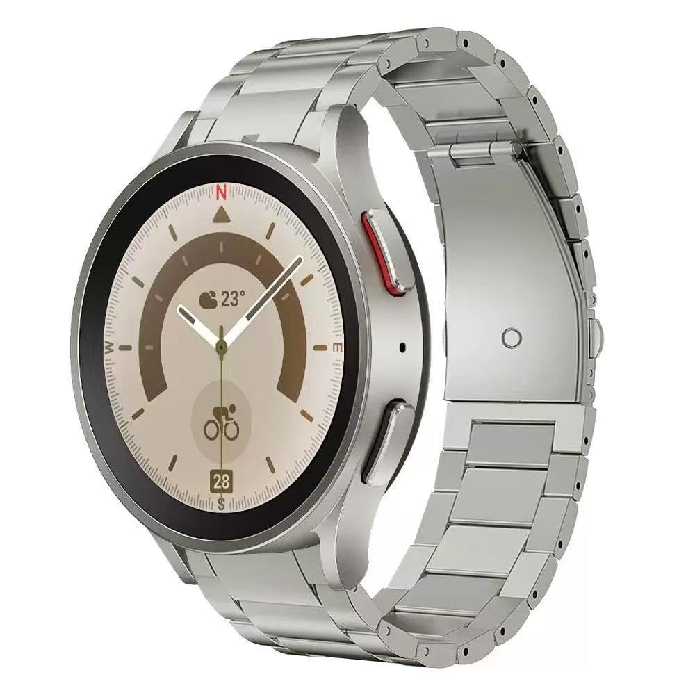 Bracelet en métal en titane de 26 mm pour Galaxy Watch 6 Classic 47 mm 43 mm / Watch 5 Pro 45 mm / Watch 4 Classic 20 mm No Gap Titan Compatible avec Samsung Galaxy Watch 7/6/5/4/FE 44 mm 40