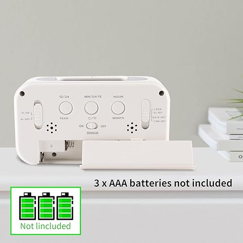 Miniatura 5 de YUANRANER Reloj despertador digital con temperatura interior funciona con pilas modelo de repetición pantalla de 1224 horas para dormitorios