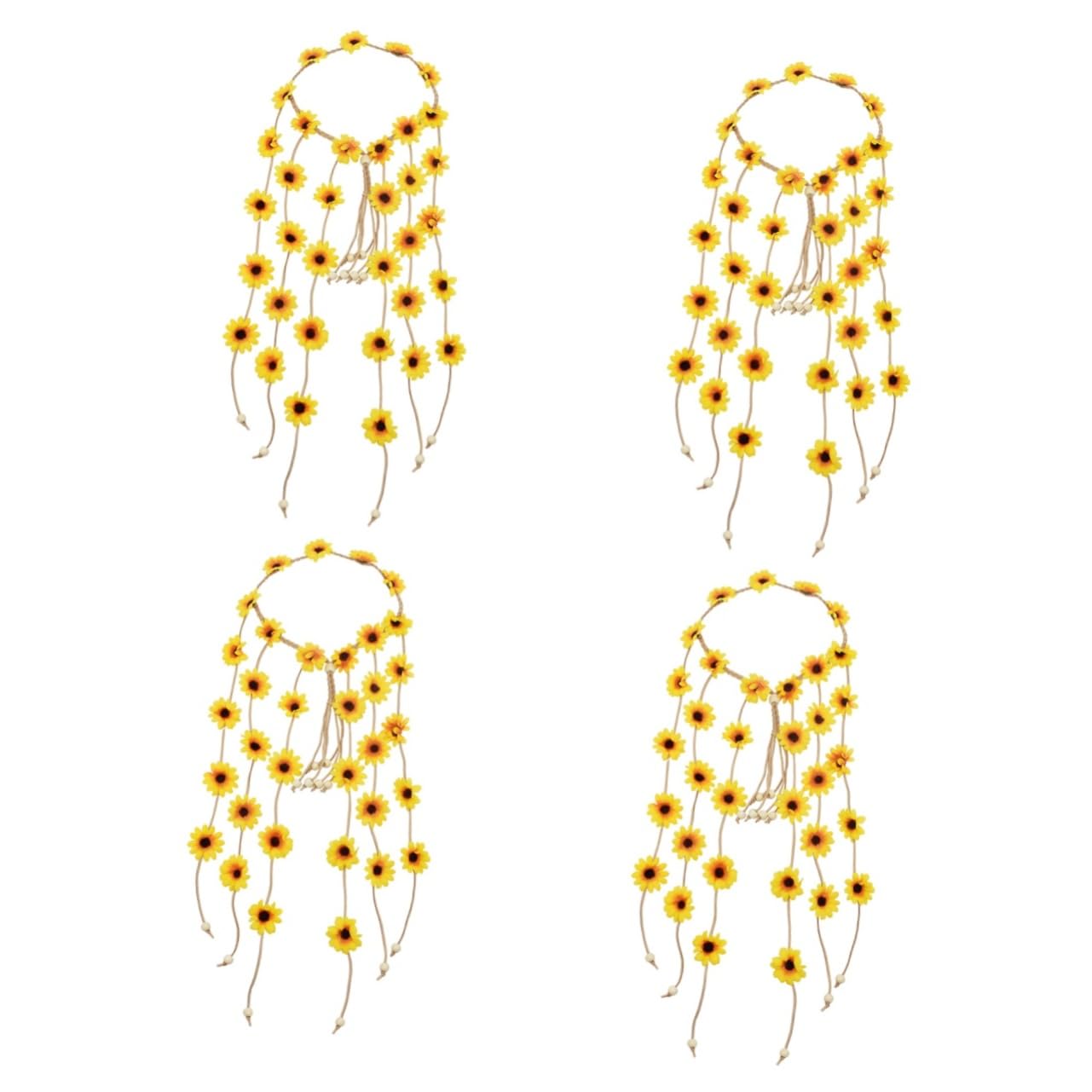 FRCOLOR Lot De 4 Bandeaux Élégants En Forme De Tournesol Pour Femmes Pour Événements Sur Le Thème Du Tournesol