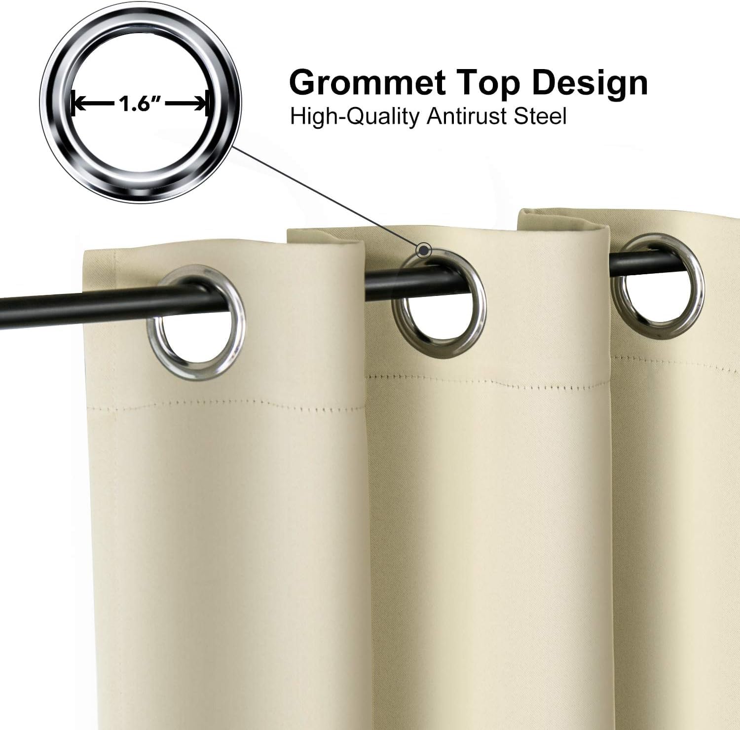 Blackout Curtains, Room Darkening Curtains & Drapes for Living Room Bedroom, Thermal Insulated Light Blocking Grommet Window Curtain,2 Panels(W42 x L63 Inch) (Beige)