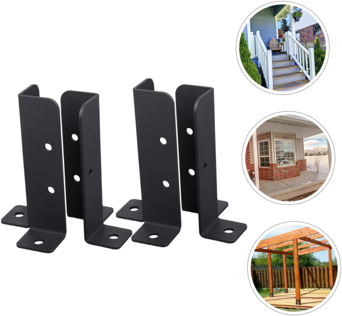 4pcs Post Anchor Brackets for Deck Railing Mailbox Installation Resistant Heavy Duty Fence Support Base for Wood Posts Space-Saving Design