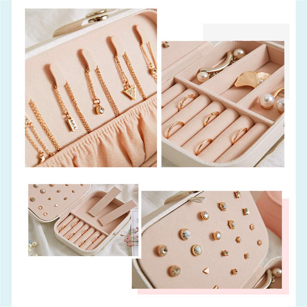 Caja de Almacenamiento para joyería, joyero de Piel sintética para niñas, Maleta de joyería portátil, estantes de Almacenamiento para Anillos
